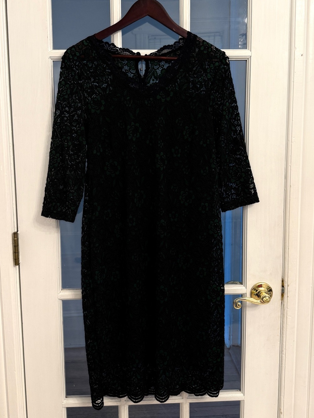 MAMALICIOUS Women’s Mivana Black Green Floral Lace Maternity Dress NWT L